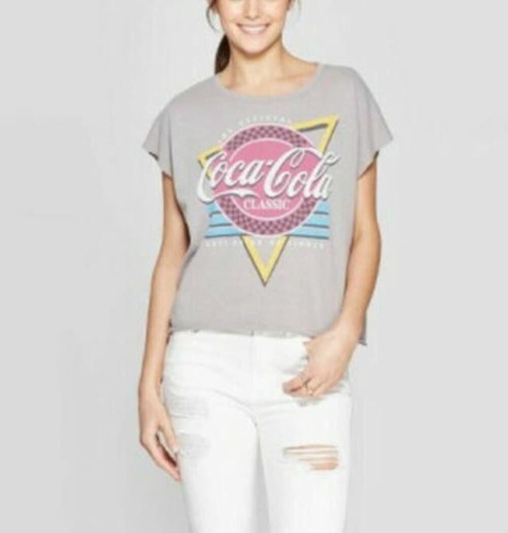 COCA COLA Classic The Official Soft Drink Of Summer Cropped Cut-Off Tee Gray S